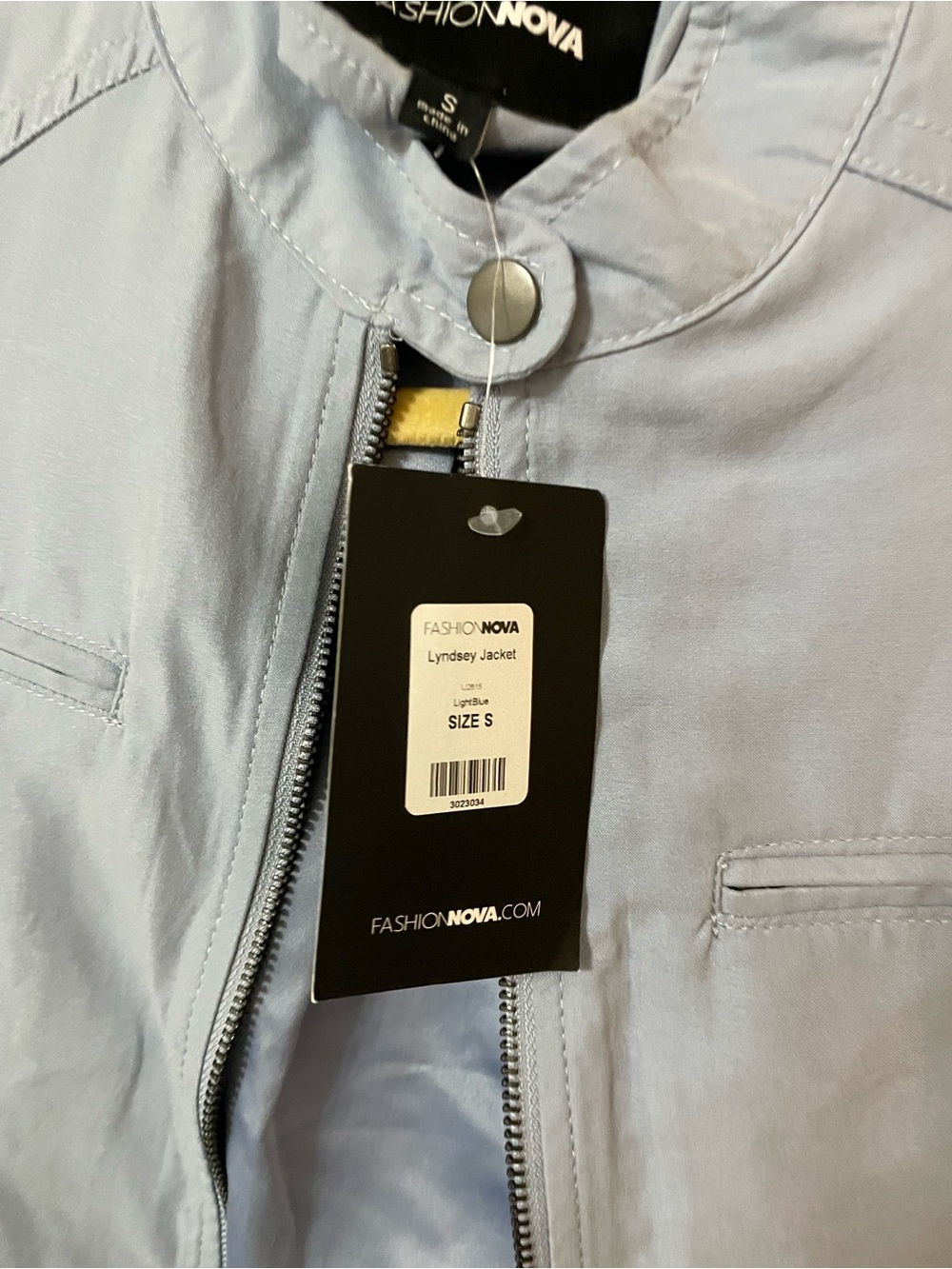 NWT Fashion Nova Light Blue Bomber Jacket - Picture 2 of 3
